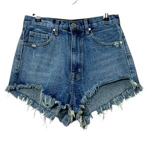 UNIF Denim Shorts Women’s 28 High-Rise Raw Hem Grunge Y2K Distressed